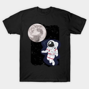 Floating astronaut Ufo alien abduction funny cute spaceship moon mars cosmic space T-Shirt